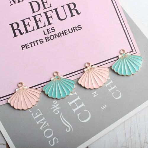 10pcs 25*28mm Enamel female sweet simple sea shell charms Pendant for Earrings DIY jewelry making findings metal accessories