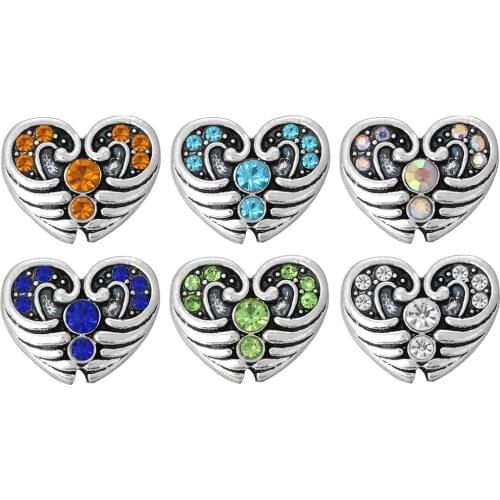 10pcs/lot 2019 Valentines day Heart Snap Button Jewelry Rhinestone 12mm Snap Buttons fit Snap Bracelet Bangles For Women