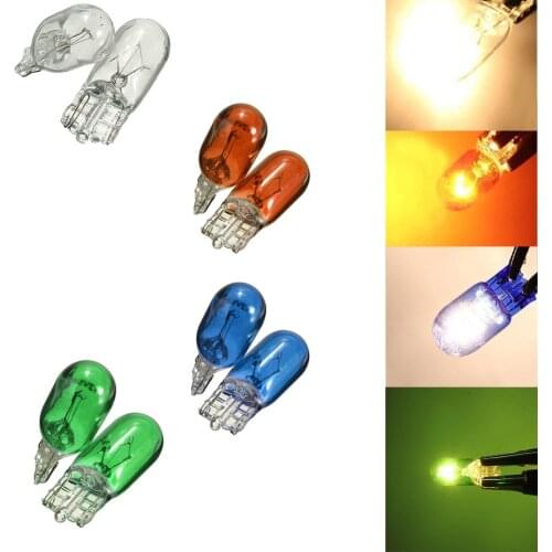 10x T10 Halogen Bulb W5W White,Blue,Amber,Green Color 12V 5W 194 501 Bright Side Wedges Car Light Source Instrument Lamp #280440