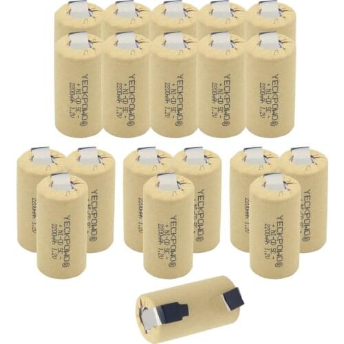20 pcs 2200mAh Moscow warehouse sub C battery NICD SC batteries 1.2V rechargeable rechargeable soldering tape for makita for B&D