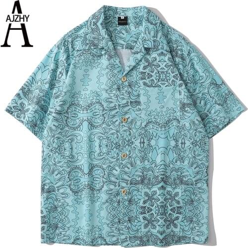 2021 Summer Mens Shirts Short Sleeve Streetwear Fashion Hawaiian Shirt Beach Button Up Korean Harajuku Shirts Vintage Clothing