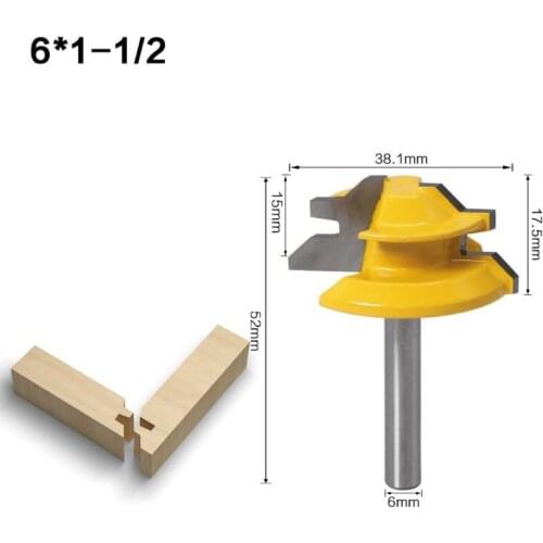 45 Degree Miter Lock Tenon Milling Woodworking Router Bit 6mm Shank Drilling Cutter Tool
