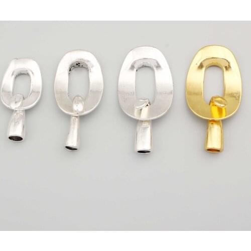 5sets Gold/Silver Color Half Cuff Clasp Hooks Jewelry Findings For 10mm Flat Leather Cords Bracelets & Bangles Jewelry Making