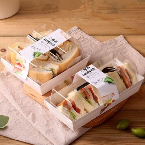 50pcs Net red white card paper sandwich packaging box clear cupcake box salad candy gift party favors dessert box with fork