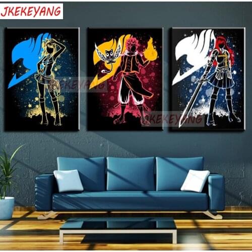 5D DIY square/round Diamond painting Anime fairy tail Cross Stitch Diamond Embroidery Pattern Rhinestone J3098