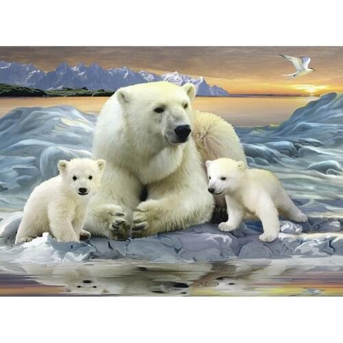 DIY 5D Diamond Painting Polar Bear Full Round Drill Diamond Embroidery Cross Stitch Mosaic Animal Picture Rhinestone Home Decor