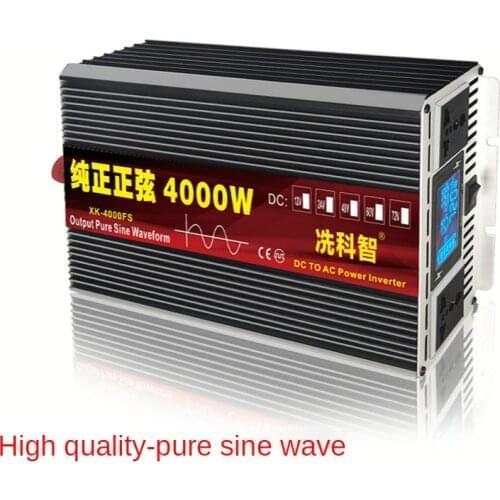 Car Inverter 12V/24V 220V 3000/4000W Voltage transformer Pure Sine Wave Power Inverter DC12V to AC 220V Converter+ LED Display