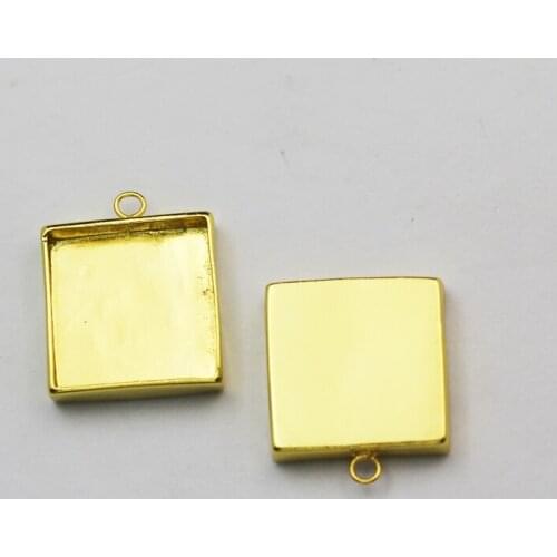 Beadsnice Brass Cabochon Setting Pendant Pendant Bezel Pendant Base Fit 20mm Square Jewelry Making 33992