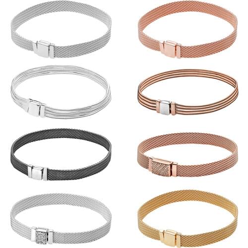 Cute Multi Snake Chain Rigid Mesh Charm Bracelets On Hand For Women Real Sterling Silver 925 Rose Gold Zircon Stone Fine Jewelry