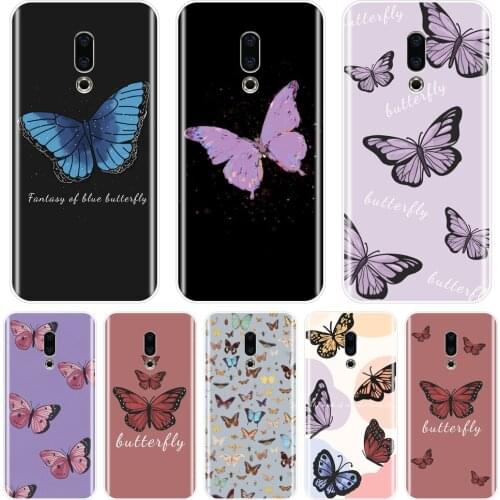 Phone Case For Meizu 16th 16x 15 Lite 16 Plus Purple Butterfly Silicone Soft Back Cover For Meizu U10 U20 Pro 6 7 Plus Case