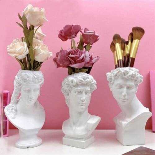 Pen Holder Resin Flower Pot Vase Statue Apollo Makeup Brush Storage Box European Home Decoration Sculpture Model Sketch