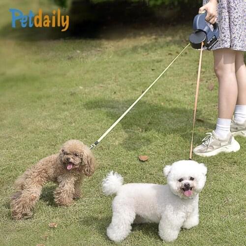 Dual Dog Leash, 360 Swivel No Tangle Outdoor Double Dog Walking Training Reflective Automatic Retractable Pet Cat Dog Leash