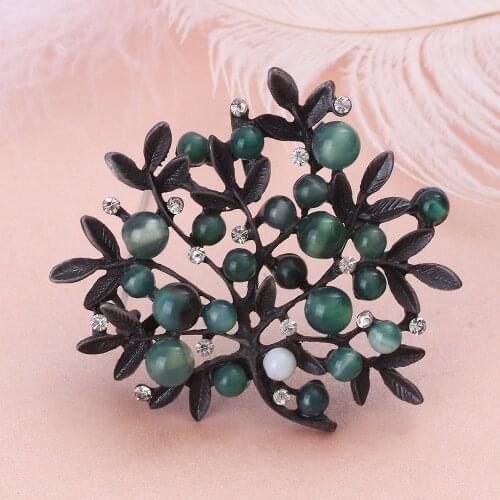 FARLENA Jewelry Vintage Natural Stones beads and Imitation Pearl Scarf Brooches and Pins Large Brooch for Women