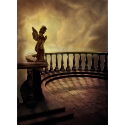 Angel Statue Terrace Photography Background Computer Printed Backdrop for Children Baby Halloween Party Photoshoot Fond Photo