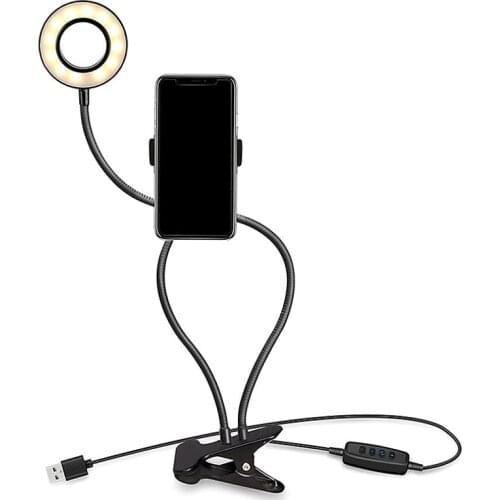 H7JC 24 LED Selfie Ring Light with Cell Phone Lazy Holder for Live Stream and Makeup