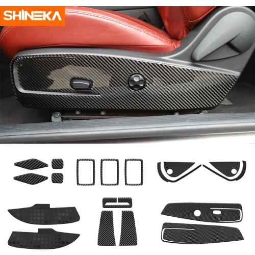 Carbon Fiber Interior Mouldings For Dodge Challenger 2015+ Car Seat Door Center Control Decorative Sticker For Dodge Challenger