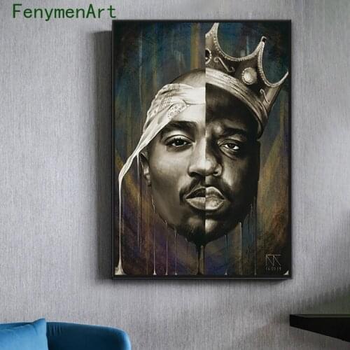 Canvas Painting Rapper King Tupac Shakur wall Posters and Prints Notorious B.I.G Biggie Smalls 2 PAC Picture Bedroom Decor