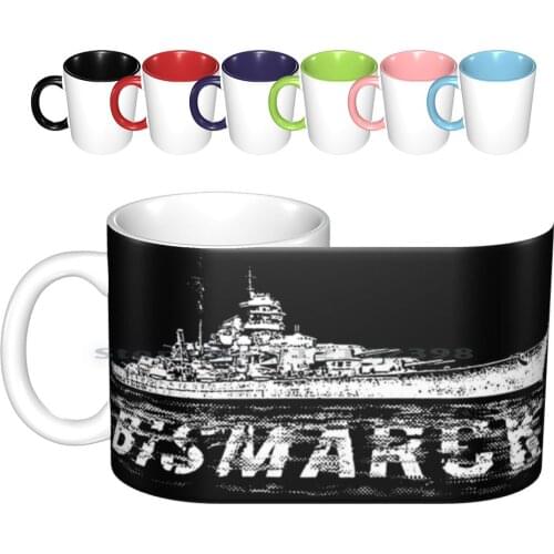 Bismarck Ceramic Mugs Coffee Cups Milk Tea Mug Battleship German Boat Ship Warship Vessel Military Weapon Creative Trending