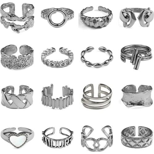 MEETSOFT Trendy S925 Sterling Silver Geometry irregular Zircon Adjustable Ring for Women Party Fine Jewelry wholesale Accessory