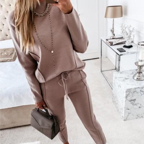Fashion Tracksuit 2 Piece Set Autumn Winter Pullover Hoodie + Long Pants Sports Suit Female Sweatshirt Sportswear Suit For Woman
