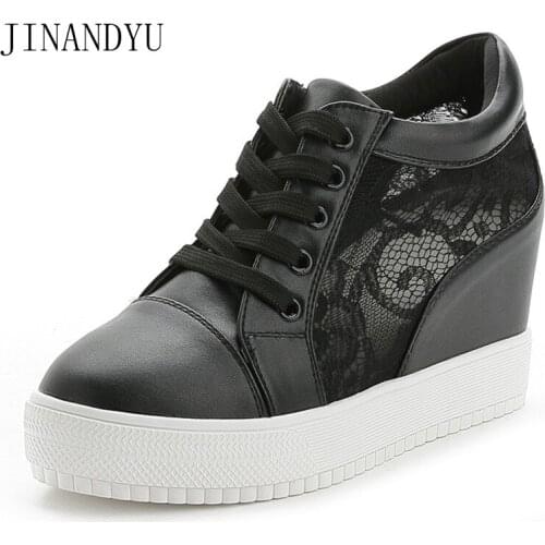 Platform Wedge Sneakers Lace Vulcanize Shoes for Women Fashion Black White Sneakers Women Shoes Casual Platforms Sport Shoes