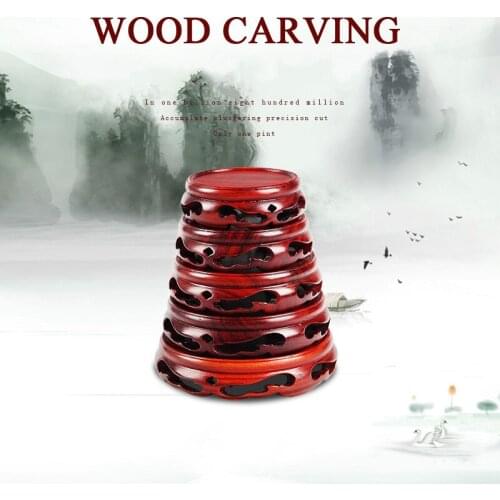 6-10cm Dia Carving Hollow Red Sandalwood Round Base For Flower Vase Teaware Tray