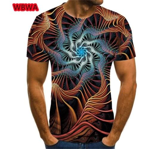 2021 New Three-Dimensional Rotating Mens T-Shirt Summer Fashion Short-Sleeved 3D Round Neck Tops Visual Three-Dimensional Shirt