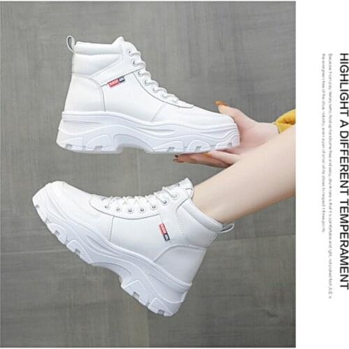 New fashion Korean high-top non-slip thick-soled white shoes outdoor leisure sports womens shoes old shoes student shoes