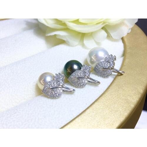 Leaf Style 925 Sterling Silver Pendant Base Settings Mountings Findings Parts for Pearl Crystal Jade Agate 5pcs/lot