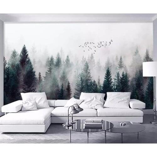 CJSIR Custom Wallpaper Modern Fresh Fog Forest Clouds Flying Bird Nordic TV Backdrop 3d Living Bedroom 3d Wallpaper Home Decors