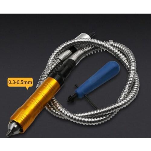 Rotary Tool Grinder 0.3-6.5mm with Chuck Key, Black Rubber / Silver Stainless Steel Flexible Shaft Adapter Attachment