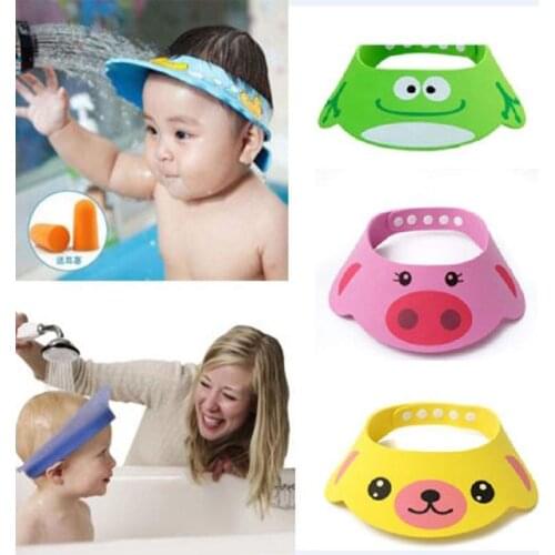Kids Baby Shampoo Cap Cartoon Shower Cap Bath Security Shower Product Wash Hair Shield Soft Security Shower Bath Supplies