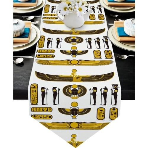 Ancient Egypt Symbol Egyptian Table Runner Wedding Table Decoration Hotel Party Dining Tablecloth and Table Mat