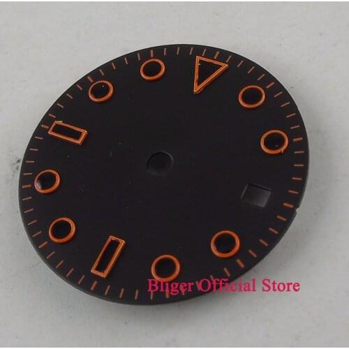 28.5mm Sterile Black Dial orange/red/blue marks fit Miyota 8215 821A movement