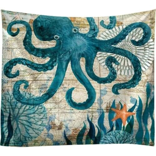 Creative 3D Octopus Cuttlefish Marine Animal Tapestry Wall Hanging Bed Spread Beach Towel Table Cloth Yoga Mat Large Size
