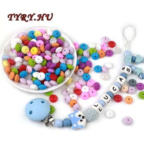 TYRY.HU 30Pcs Food Grade Lentil Silicone Beads 12mm Baby Teething BPA Free Baby Toy Tooth DIY Teether Necklace Bead Jewelry