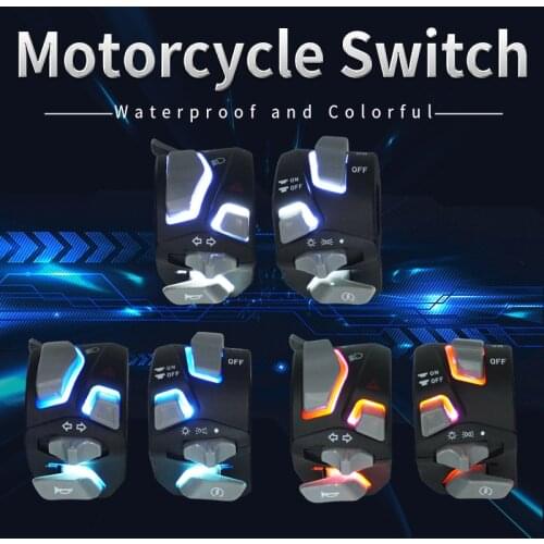7/8'' 22mm Universal Motorcycle Handlebar Switch Headlight Warning Light Turn Signal Horn Start Kill Button With LED light