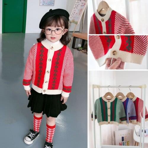 Children Clothing Autumn and Winter Sweater Boys Girls Jacquard Cardigan Unisex Toddler Knitting Outerwear Tops Coat Cute Jacket