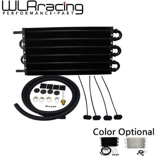 WLR - UNIVERSAL 304.8X190.5X19.05 ALUMINUM REMOTE TRANSMISSION OIL COOLER KIT/AUTO- MANUAL RADIATOR CONVERTER 4123BK