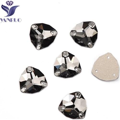 YANRUO 3272 Trillian Fat Triangle Black Diamond Sewing Crystal Glass Stones Sew on Stones Flat Back Crystals For Clothing