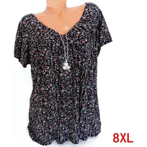 Large size womens T-shirt plus size 5XL 6XL 7XL 8XL summer V-neck short-sleeved casual loose black large size T-shirt top