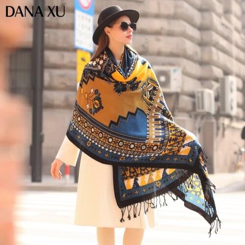 DANA XU Bufanda Mujer Wool Poncho Head Viscose Women Lady Carf And Warm Shawl Stoles Bandana Scarf Hijab Luxury Brand Pashmina