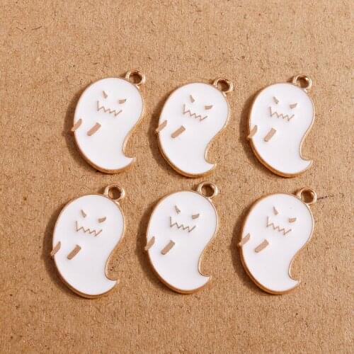 10pcs 14*23mm Halloween Charms Cartoon Enamel Ghost Charms Pendants for Making Necklaces Earrings Bracelets DIY Jewelry Findings