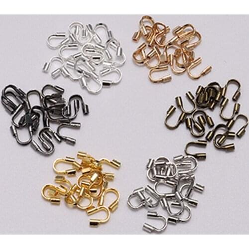 100Pcs/Bag 4.5x4mm Wire Protectors Wire Cable Guardian Protectors Loops U Shape Connector Accessories for Jewelry Making Finding