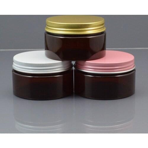 50pc/lot 100ml Lightproof Black Plastic Cosmetic Jar Serum Bottle Aluminum Cap100g DIY Refillable Eyes Hand Cream Case Metal Lid