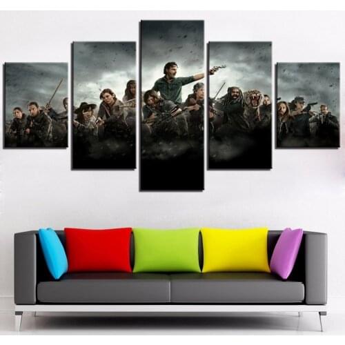 5 Pieces TV Drama Canvas Painting Characters Posters Tyranny of Negan Wallpapers Fighting Pictures For Home Decor Artwork