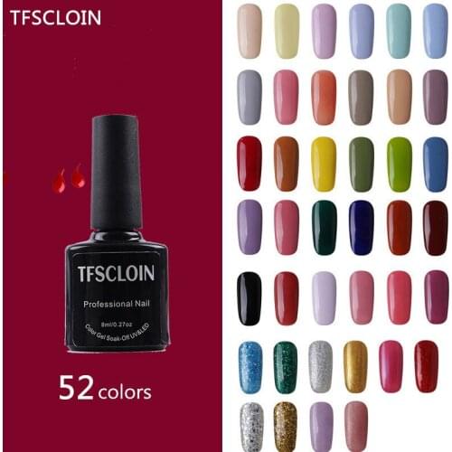 Tfscloin Top Base Coat Gel Polish Set Semipermanent Bright Color Soak Off Nail Gel UV Led Lamp Polish For Nail Art Manicure Set