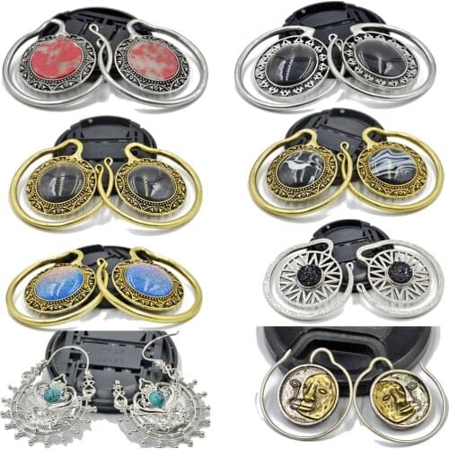 BOG-Pair Brass Tribal Indian Beaded Ethnic Antique Design Ear weight Style Mixed India Tribal Ear Taper Expander Plug Earrings