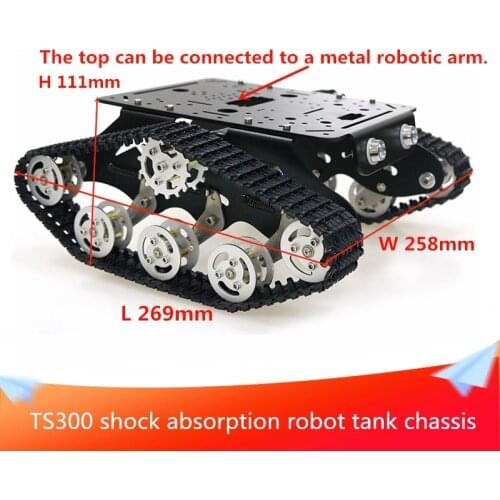 Black TS300 Shock Absorption Robot Tank Chassis RC Tank Model Tracked Car with Dual DC 12V Motor+Plastic Tracks+Suspension Parts