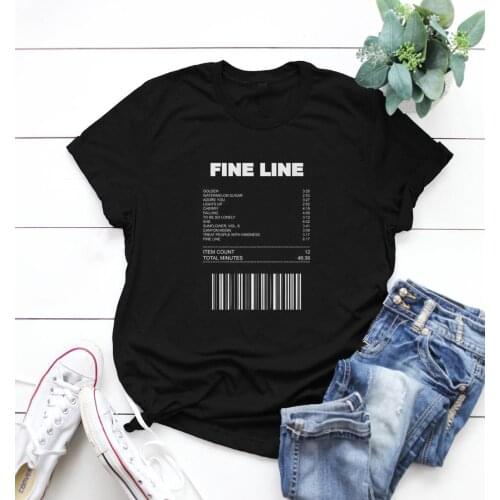 Fine Line Printing Women T-shirt Unisex Casual Vacation Harajuku Shirt Funny Bar Code Graphic Female Tee Item Count Lady Tops
